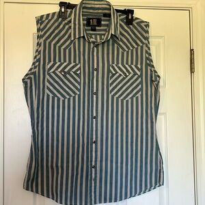 ROCK CREEK RANCH Men’s Sleeveless Stripped Button up Shirt Medium